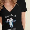 Moody Cow Lovers Farm Clothes Cowgirl Women's Jersey Short Sleeve Deep V-Neck Tshirt