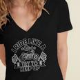 Motorcycle I Ride Like A Girl Try To 495 Shirt Women's Jersey Short Sleeve Deep V-Neck Tshirt