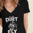 Motorcycle Let The Dirt Fly Dirtbike 494 Shirt Women's Jersey Short Sleeve Deep V-Neck Tshirt