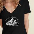 Mountains There Was Jesus In The Valley Faith Christian Women's Jersey Short Sleeve Deep V-Neck Tshirt