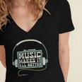 Music Makes It All Better 763 Shirt Women's Jersey Short Sleeve Deep V-Neck Tshirt