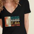 Music Makes It All Better 764 Shirt Women's Jersey Short Sleeve Deep V-Neck Tshirt