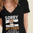 My Corgi Ate My Homework Welsh Corgi Dog Owner Puppy V3 Women's Jersey Short Sleeve Deep V-Neck Tshirt