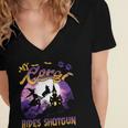 My Corgi Rides Shotgun Cool Halloween Protector Witch Dog V4 Women's Jersey Short Sleeve Deep V-Neck Tshirt