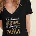 My Favorite Volleyball Player Calls Me Papaw Women's Jersey Short Sleeve Deep V-Neck Tshirt