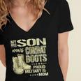 My Son Wears Combat Boots Proud 691 Shirt Women's Jersey Short Sleeve Deep V-Neck Tshirt