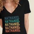 Nathaniel Name Shirt Nathaniel Family Name Women's Jersey Short Sleeve Deep V-Neck Tshirt