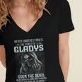 Never Underestimate The Power Of An Gladys Even The Devil V8 Women's Jersey Short Sleeve Deep V-Neck Tshirt
