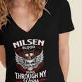 Nilsen Blood Runs Through My Veins Name Women's Jersey Short Sleeve Deep V-Neck Tshirt