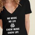 No Music No Life Know Music Know Life Gifts For Musicians Women's Jersey Short Sleeve Deep V-Neck Tshirt