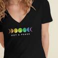 Not A Phase Moon Lgbt Gay Pride Women's Jersey Short Sleeve Deep V-Neck Tshirt