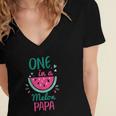 One In A Melon Papa Watermelon Family Matching Women's Jersey Short Sleeve Deep V-Neck Tshirt