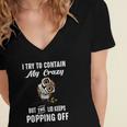 Owl I Try To Contain My Crazy But The Lid Keeps Popping Off Women's Jersey Short Sleeve Deep V-Neck Tshirt