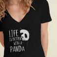 Panda Lovers Life Is Better With A Panda Bear Women's Jersey Short Sleeve Deep V-Neck Tshirt