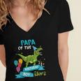 Papa Of The Birthday Boy Rawr Dinosaur Birthday Partyrex Women's Jersey Short Sleeve Deep V-Neck Tshirt