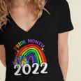 Pride Month 2022 Lgbt Rainbow Flag Gay Pride Ally Women's Jersey Short Sleeve Deep V-Neck Tshirt