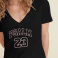 Psalm 23 Retro Sneakerhead Christian Bible Jesus Women's Jersey Short Sleeve Deep V-Neck Tshirt