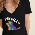 Purride Gay Pride Cat Pride Cat Cat Lgbtq Women's Jersey Short Sleeve Deep V-Neck Tshirt
