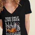 Racing You Only Live Once Women's Jersey Short Sleeve Deep V-Neck Tshirt