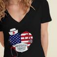 Respiratory Therapist Love America 4Th Of July For Nurse Dad Women's Jersey Short Sleeve Deep V-Neck Tshirt