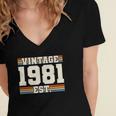 Retro 41 Years Old Vintage 1981 Established 41St Birthday Women's Jersey Short Sleeve Deep V-Neck Tshirt