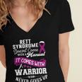 Rett Syndrome Doesnt Come With A Manual It Comes With A Warrior Who Never Gives Up Purple Ribbon Rett Syndrome Rett Syndrome Awareness Women's Jersey Short Sleeve Deep V-Neck Tshirt