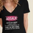 Rosalie Name Gift Rosalie Hated By Many Loved By Plenty Heart On Her Sleeve Women's Jersey Short Sleeve Deep V-Neck Tshirt