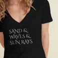 Sand Waves & Sun Rays Beach Ocean Island Salt Water Women's Jersey Short Sleeve Deep V-Neck Tshirt