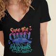 Save The Chubby Mermaids Funny Mermaid Women's Jersey Short Sleeve Deep V-Neck Tshirt