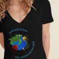 Save The Ocean Keep The Sea Plastic Free Women's Jersey Short Sleeve Deep V-Neck Tshirt