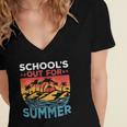 Schools Out For Summer Teacher Cool Retro Vintage Last Day Women's Jersey Short Sleeve Deep V-Neck Tshirt