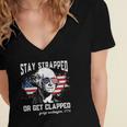 Stay Strapped Or Get Clapped George Washington 4Th Of July Women's Jersey Short Sleeve Deep V-Neck Tshirt