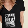 Straight Outta High School Class Of 2022 Graduation Gift Women's Jersey Short Sleeve Deep V-Neck Tshirt