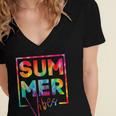 Summer Vibes Tie Dye Hello Summer Vacation Women's Jersey Short Sleeve Deep V-Neck Tshirt