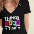 Things Take Time 772 Trending Shirt Women's Jersey Short Sleeve Deep V-Neck Tshirt