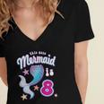 This Cute Mermaid Is 8 Girls 8Th Birthday Women's Jersey Short Sleeve Deep V-Neck Tshirt