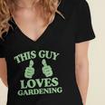 This Guy Loves Gardening Two Thumbs 553 Shirt Women's Jersey Short Sleeve Deep V-Neck Tshirt