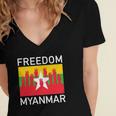 Three Finger Salute Myanmar Freedom Women's Jersey Short Sleeve Deep V-Neck Tshirt