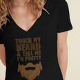 Touch My Beard And Tell Me Im Pretty 287 Shirt Women's Jersey Short Sleeve Deep V-Neck Tshirt