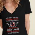 Two Defining Forces Jesus Christ & The American Veteran Women's Jersey Short Sleeve Deep V-Neck Tshirt