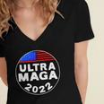 Ultra Maga Donald Trump Joe Biden America Women's Jersey Short Sleeve Deep V-Neck Tshirt