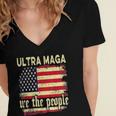 Ultra Maga We The People Vintage Women's Jersey Short Sleeve Deep V-Neck Tshirt