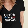 Ultra Mega Patriotic Trump Republicans Conservatives Apparel Women's Jersey Short Sleeve Deep V-Neck Tshirt
