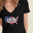 Usa American Flag United States Of America 4Th Of July Women's Jersey Short Sleeve Deep V-Neck Tshirt