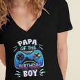 Video Game Birthday Party Papa Of The Birthday Boy Matching Women's Jersey Short Sleeve Deep V-Neck Tshirt