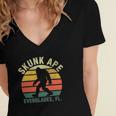 Vintage Retro Skunk Ape Florida Everglades Swamp Bigfoot Women's Jersey Short Sleeve Deep V-Neck Tshirt