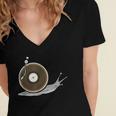 Vinyl Snail Vinyl Records Dj Vinyl Slug Lp Collector 155 Trending Shirt Women's Jersey Short Sleeve Deep V-Neck Tshirt