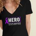 Vitiligo Awareness Hero - Purple Vitiligo Awareness Women's Jersey Short Sleeve Deep V-Neck Tshirt
