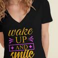 Wake Up And Smile 771 Trending Shirt Women's Jersey Short Sleeve Deep V-Neck Tshirt