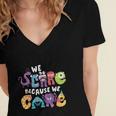 We Scare Because We Care 274 Trending Shirt Women's Jersey Short Sleeve Deep V-Neck Tshirt